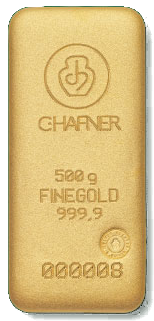 500g Goldbarren C.Hafner 999,9 Feingold