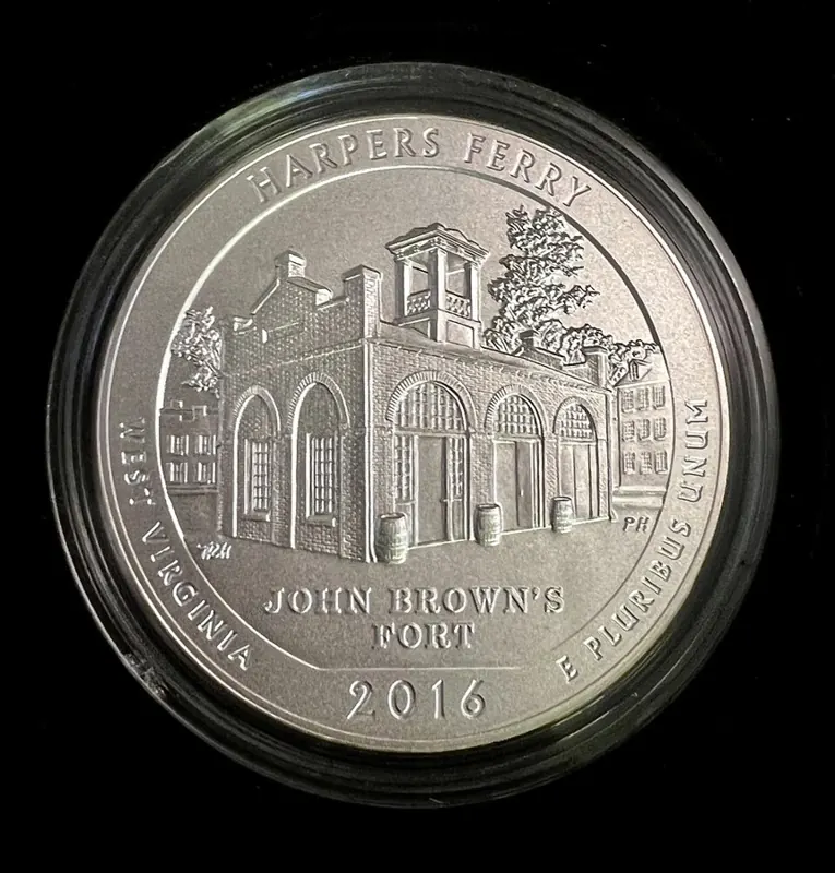 America the Beautiful Silbermünze, 5 oz: America the Beautiful 5 oz, Harpers Ferry (2016)