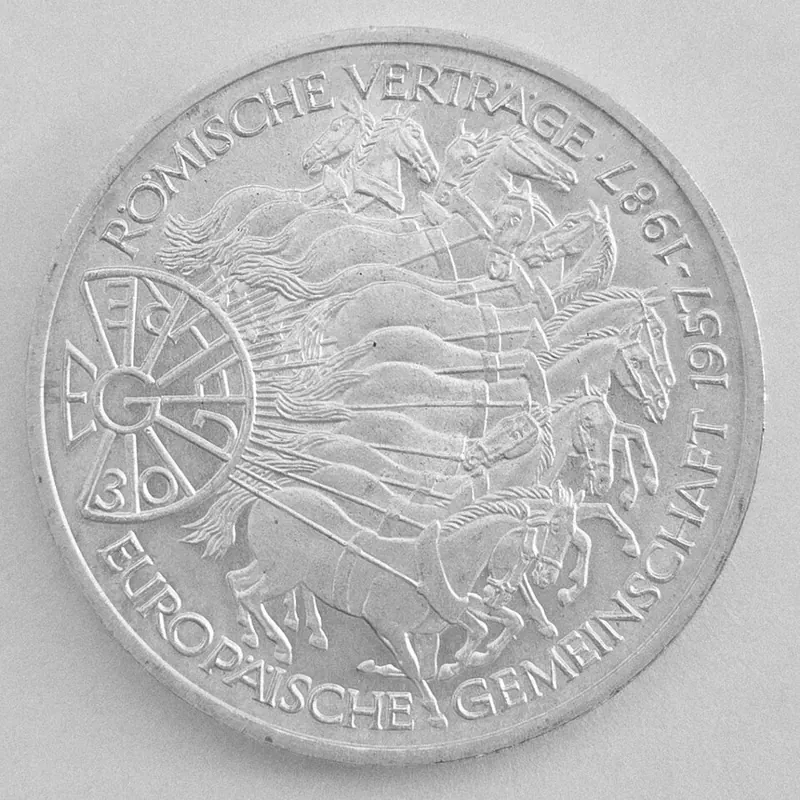 DM Gedenkmünzen Silbermünze, 9,69 g: 10 DM Gedenkmünze Römische Verträge (1987)