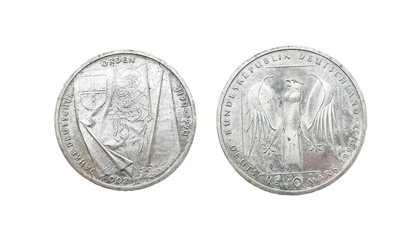 DM Gedenkmünzen Silbermünze, 14,34 g: 10 DM Gedenkmünze 800 Jahre Deutscher Orden (1990)