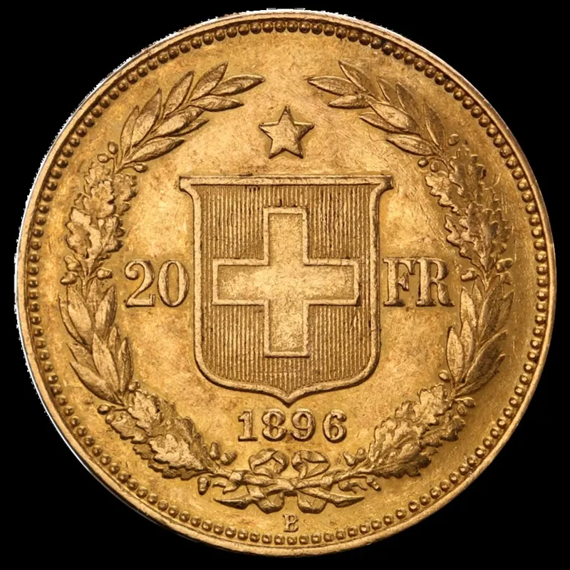 Helvetia Goldmünze, 5,81 g: 20 Franken Helvetia, Rückseite