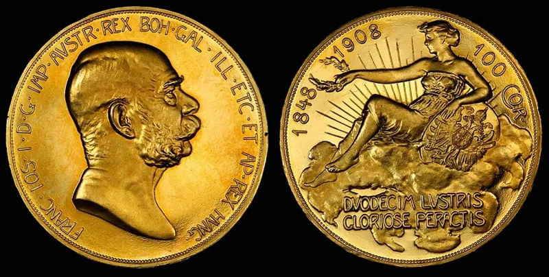 Kronen Goldmünze, 6,1 g: 100 Kronen Österreich (1908)