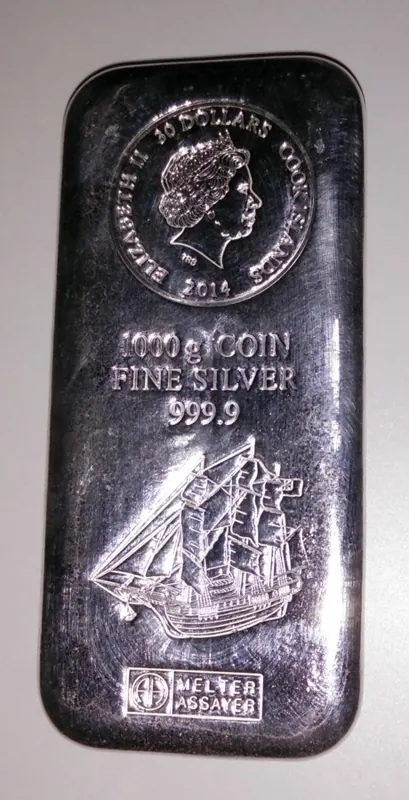 Münzbarren Silbermünze, 1 kg: Cook Islands Münzbarren 1000 g Silber