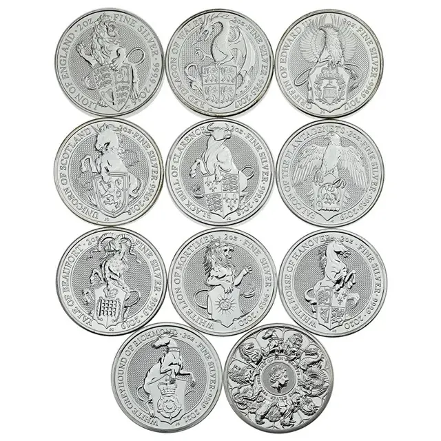 The Queens Beasts Goldmünze, 1 oz: Queen's Beasts, 2-oz-Silberausgaben
