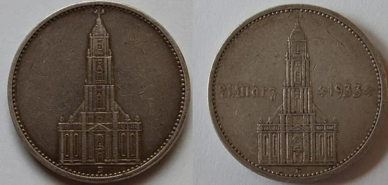 Drittes Reich Silbermünze, 12,5 g: 5 Reichsmark Garnisonkirche (1934/35)