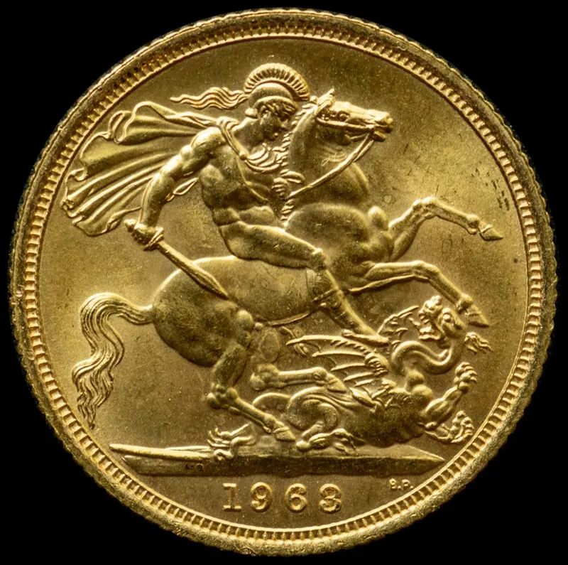 Sovereign Goldmünze, 7,32 g: Sovereign 1963, St. Georg
