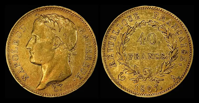 40 Francs Napoleon Goldmünze, 40 Francs