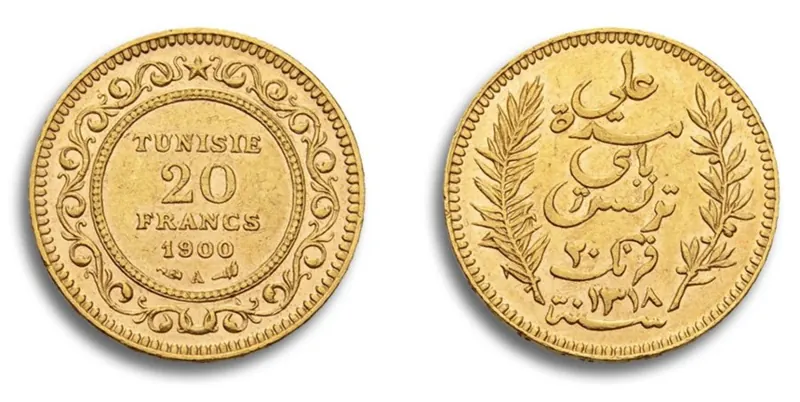 20 Francs Tunesien Goldmünze, 20 Francs