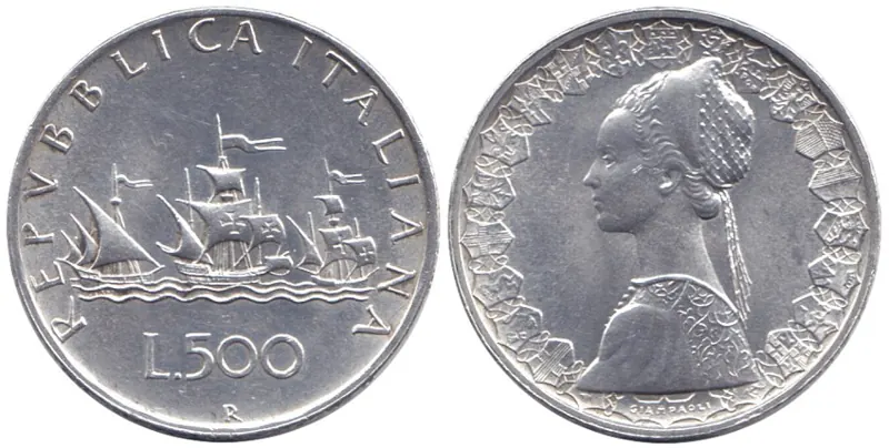 500 Lire Italien Silber Silbermünze, 500 Lire