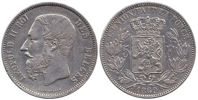 5 Francs Belgien Silbermünze, 5 Francs